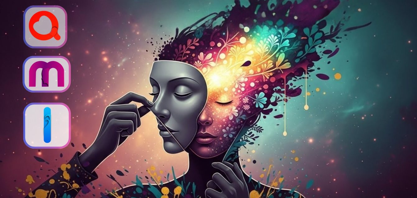 A vibrant abstract illustration representing the art of authenticity in relationships and breaking the cycle of people pleasing