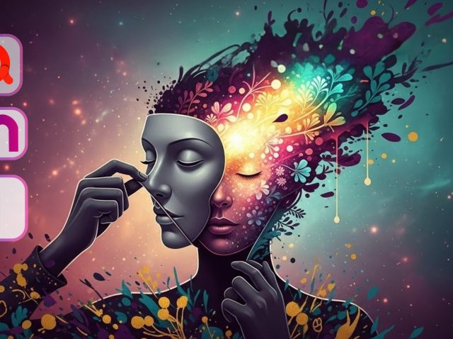 A vibrant abstract illustration representing the art of authenticity in relationships and breaking the cycle of people pleasing